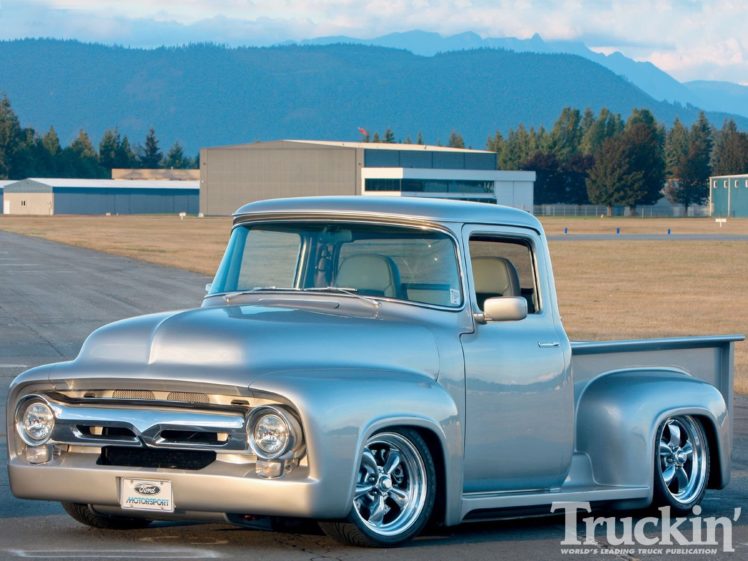 1956, Ford, F 100, Pickup, Custom, Hotrod, Street, Rod, Hot, Usa,  01 HD Wallpaper Desktop Background