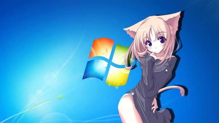 anime, Cat, Girl, With, Windows7, Background Wallpapers HD / Desktop and  Mobile Backgrounds
