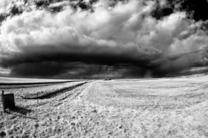 bw, Storm, Clouds, Field
