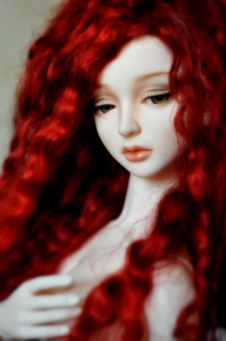 doll, Baby, Toys, Girl, Beautiful, Long, Hair, Cute, Green, Eyes, Red, Hair HD Wallpaper Desktop Background