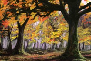 art, Forest, Trees, Autumn
