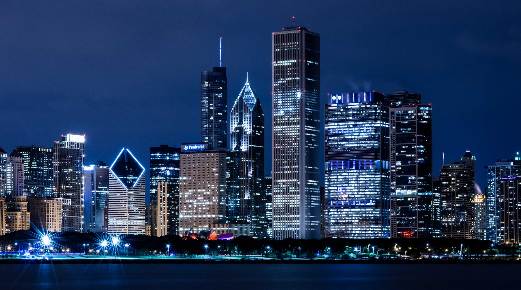 chicago, Illinois, Usa, Skyscrapers, Skyscrapers, Houses, Buildings, City, Night, River Wallpaper