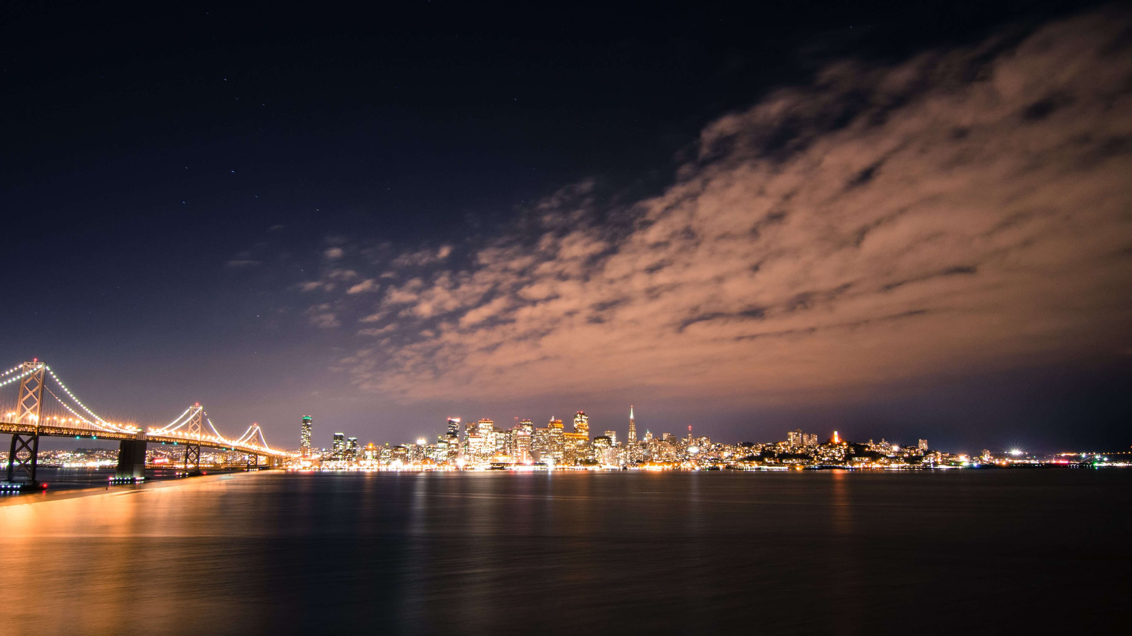 san, Francisco, Skyline, By, Night Wallpaper