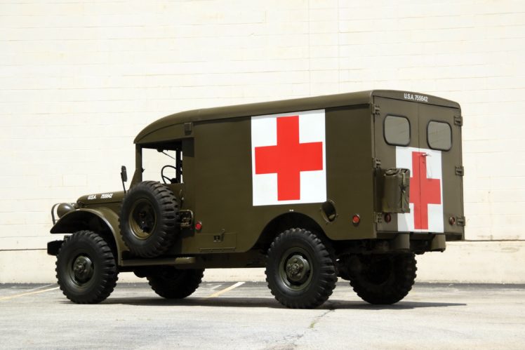 1951, Dodge, M43, 4×4, Ambulance, Truck, Military, Emergency, Retro, Semi, Tractor HD Wallpaper Desktop Background