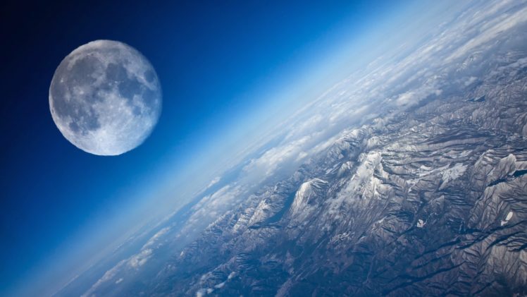 moon, Aerial, Landscape, Mountains HD Wallpaper Desktop Background