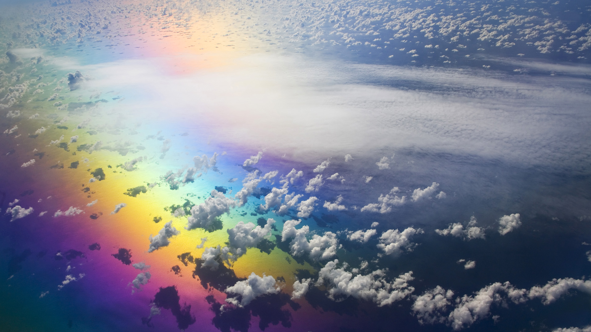 rainbow, Colorful, Ocean, Clouds, Aerial Wallpaper