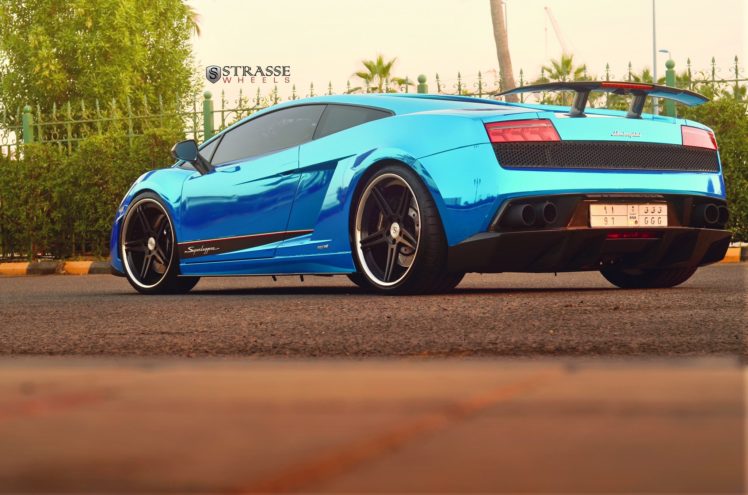 strasse, Wheels, Blue, Chrome, Lamborghini, Superleggera, Gallardo, Coupe, Cars HD Wallpaper Desktop Background