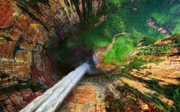 waterfall, Aerial HD Wallpaper Desktop Background