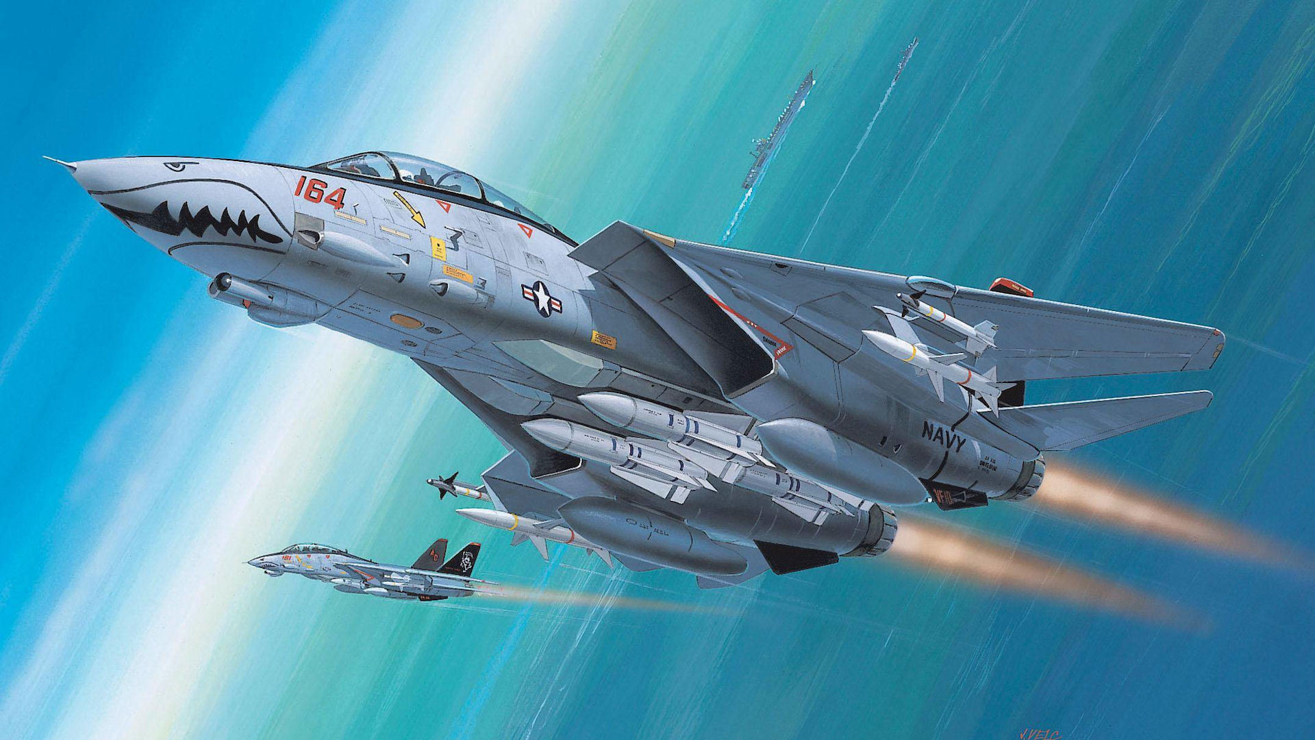 grumman, F 14, Tomcat, Fighter, Interceptor, Navy, Avianisets, Missiles, Risunoik, Military, Jet, Jets Wallpaper