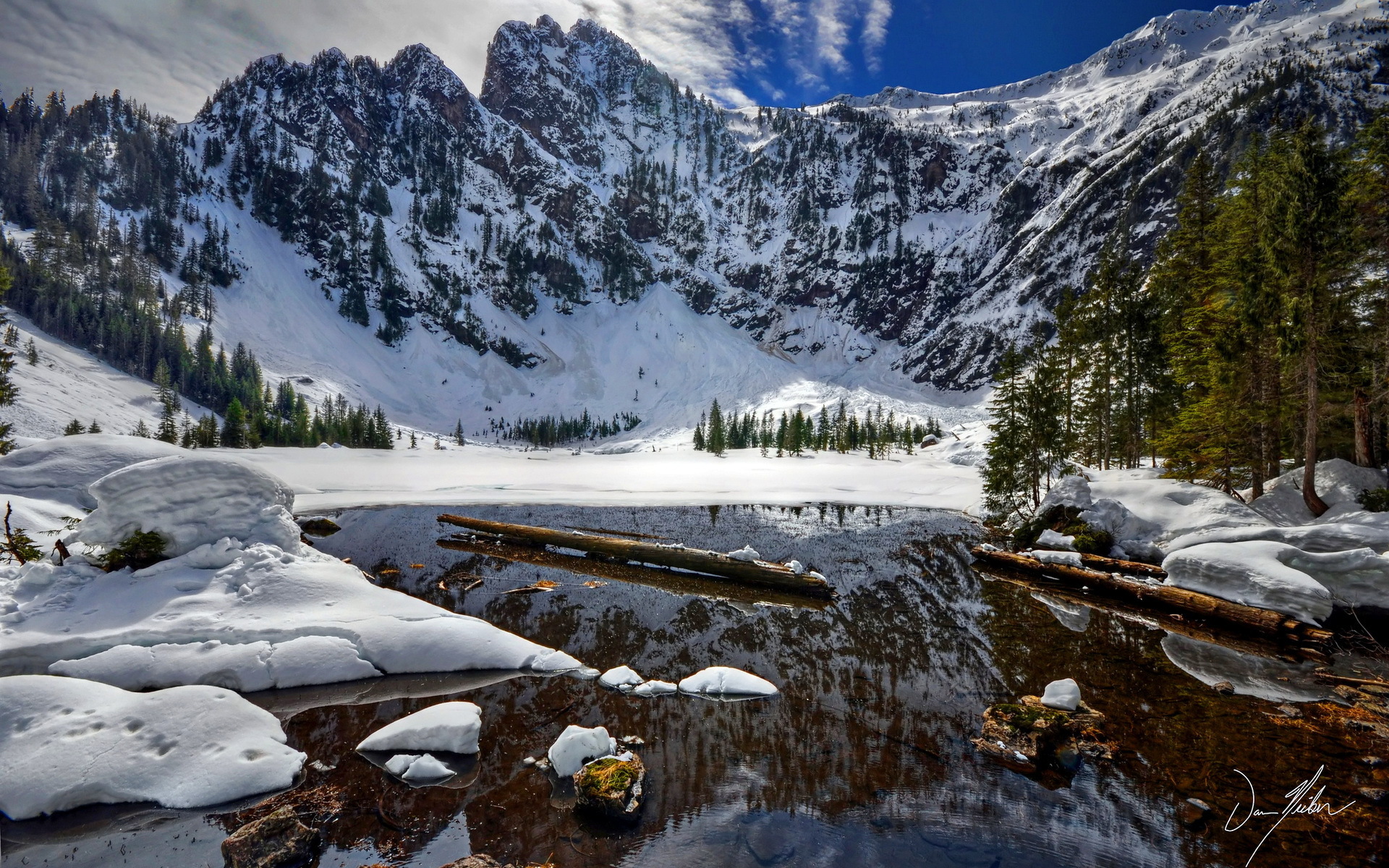 rivers, Mountains, Landscapes, Lakes, Winter, Snow, Reflection