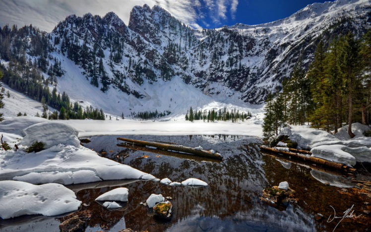 rivers, Mountains, Landscapes, Lakes, Winter, Snow, Reflection HD Wallpaper Desktop Background