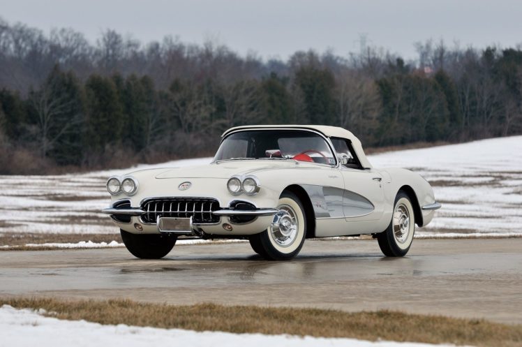 1958, Chevy, Chevrolet, Corvette,  c1 , 283 290, Hp, Fuel, Injection, Showcrest, White, Cars, Convertible, Classic HD Wallpaper Desktop Background