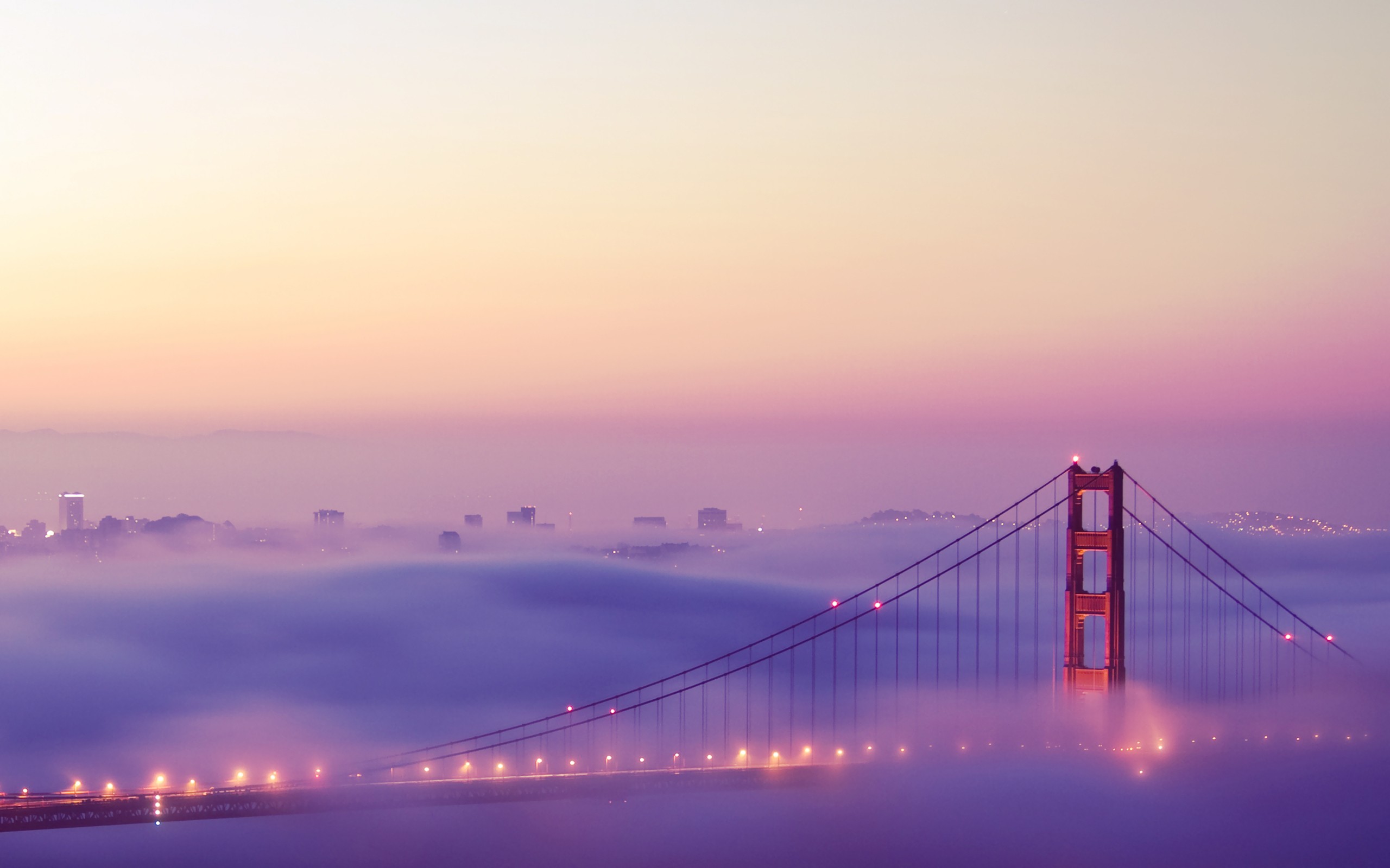 lights, Fog, Bridges, Golden, Gate, Bridge, San, Francisco, Cities Wallpaper