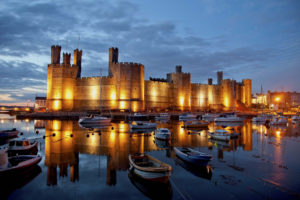 castle, Boats, Reflection, Dock, Lights