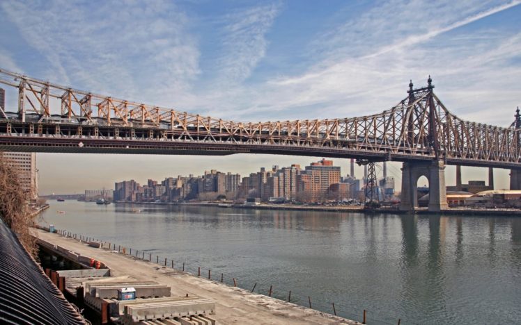 clouds, Cityscapes, Bridges, New, York, City, Industrial, Manhattan, Rivers, East, River HD Wallpaper Desktop Background