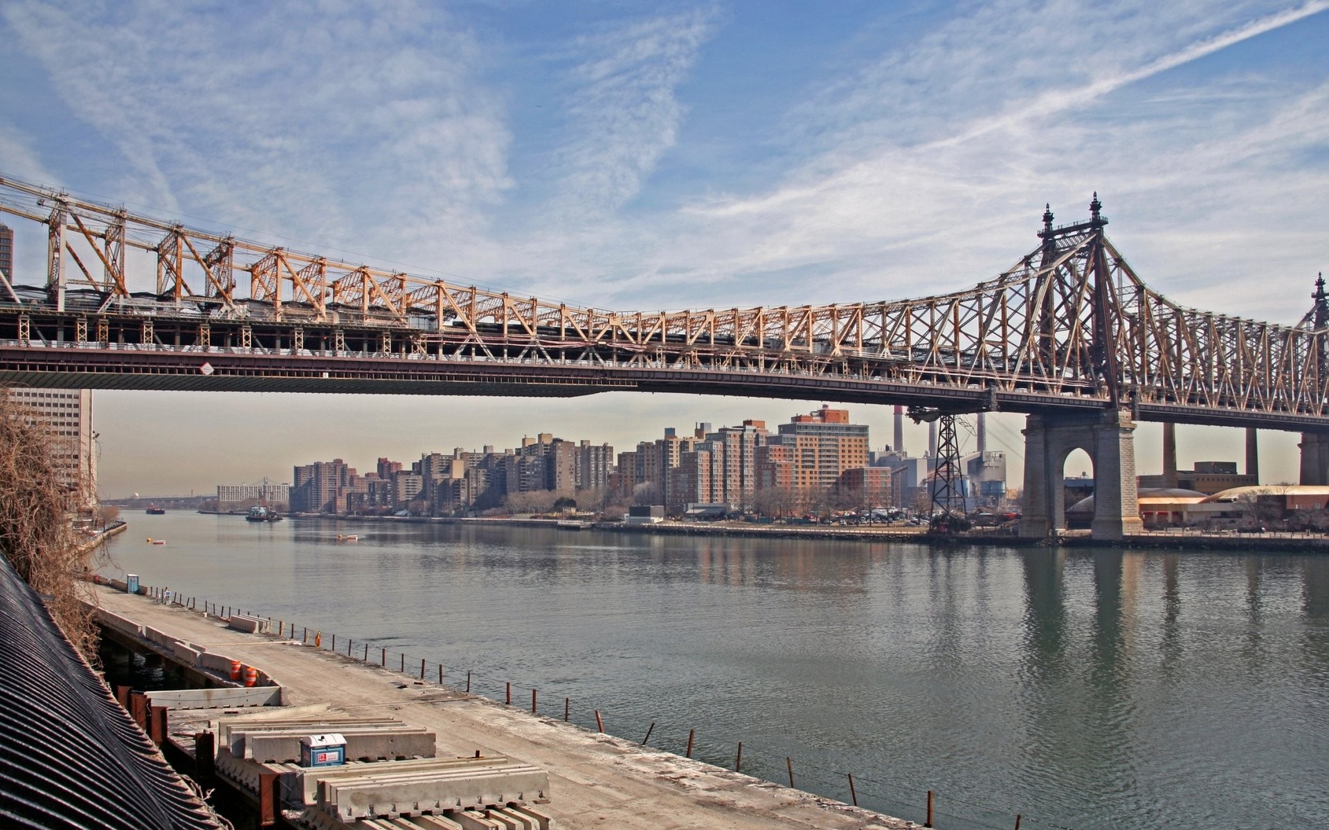 clouds, Cityscapes, Bridges, New, York, City, Industrial, Manhattan, Rivers, East, River Wallpaper