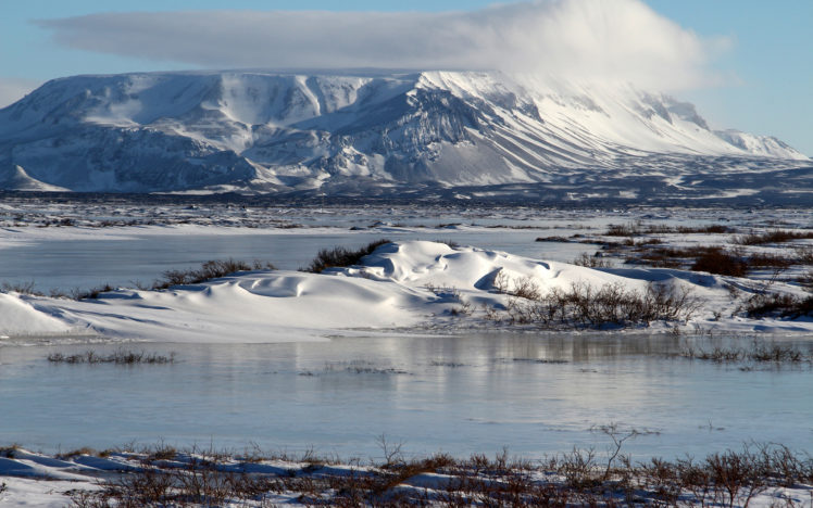mountains, Landscapes, Snow, Winter, Lakes, Clouds HD Wallpaper Desktop Background