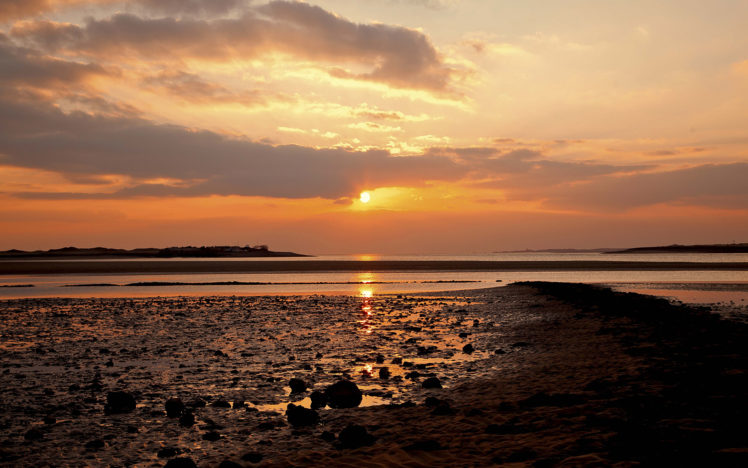 sunset, Shore, Ocean HD Wallpaper Desktop Background