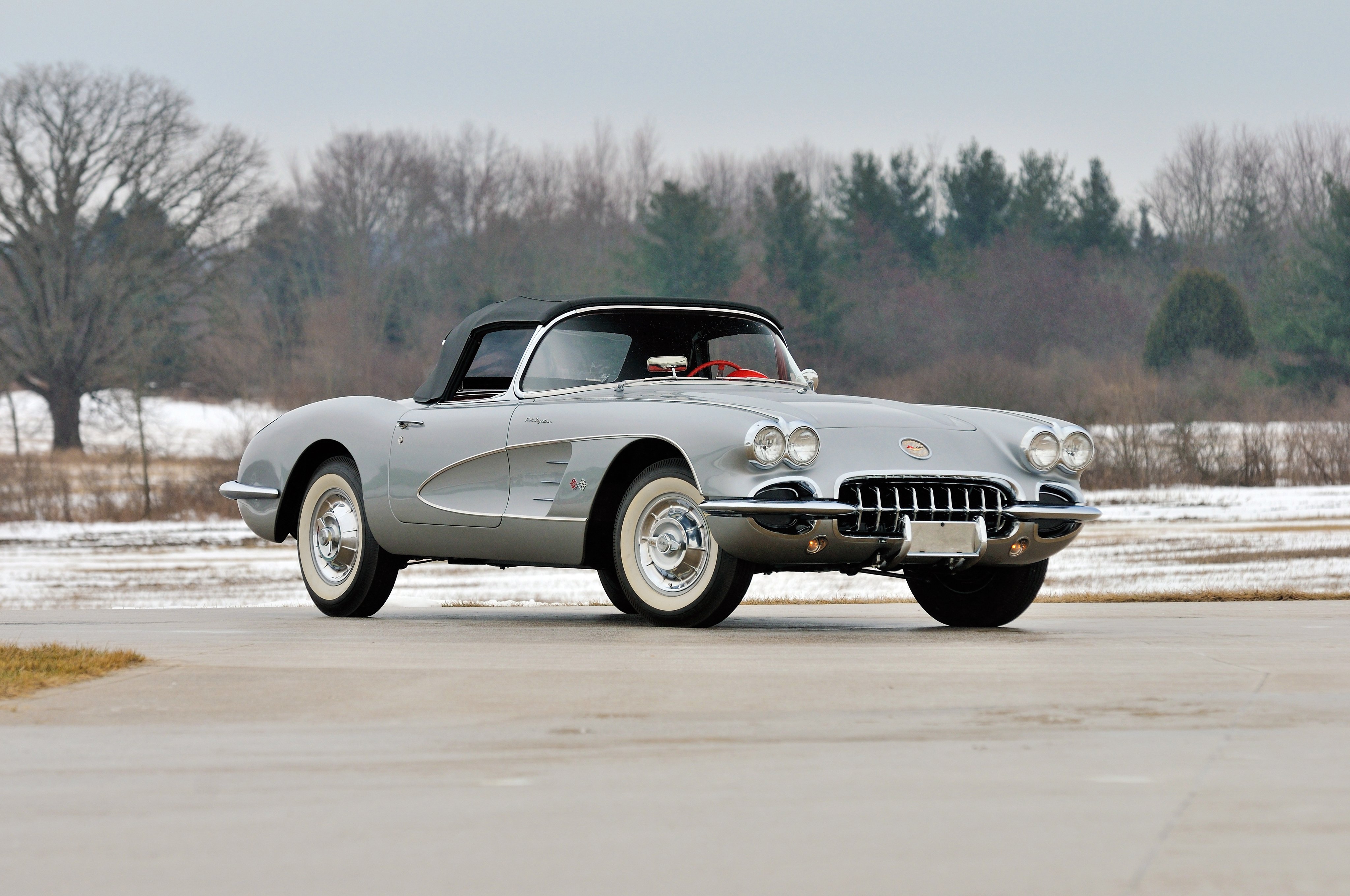 1958, Chevrolet, Corvette, 283, 290hp, Fuel, Injection, Inca silver, Supercar, Muscle, Retro Wallpaper