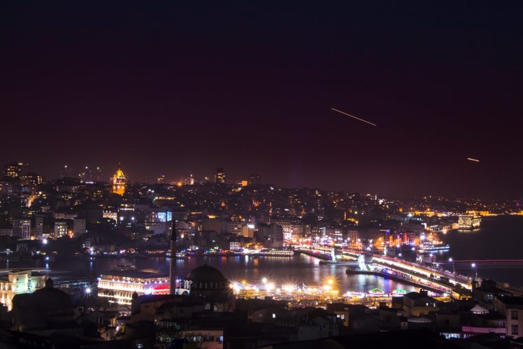 emre, Hanoglu, Istanbul, Night, Light, Galata, Clouds, Beautiful, City HD Wallpaper Desktop Background