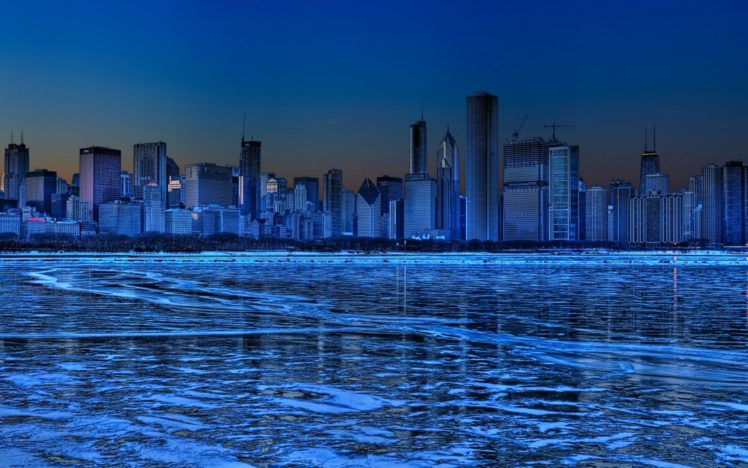 lake, Nature, Water, Landscape, Hdr, Chicago, Winter, City, Cities HD Wallpaper Desktop Background