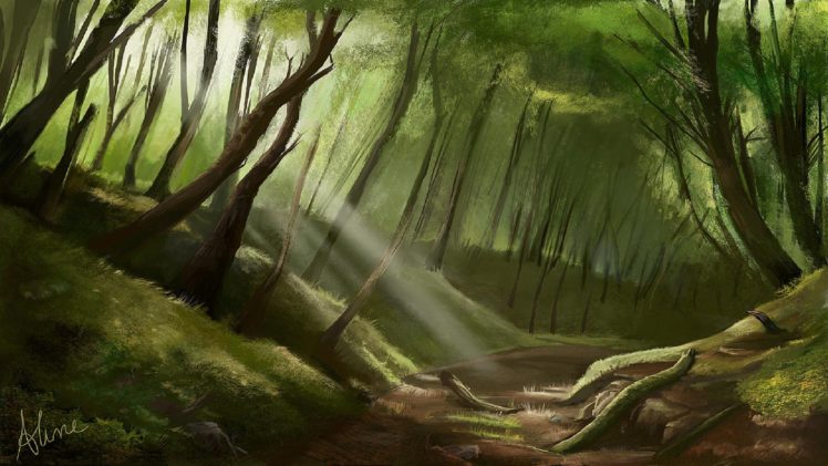 forest, Nature, Tree, Landscape, Artwork, Painting HD Wallpaper Desktop Background