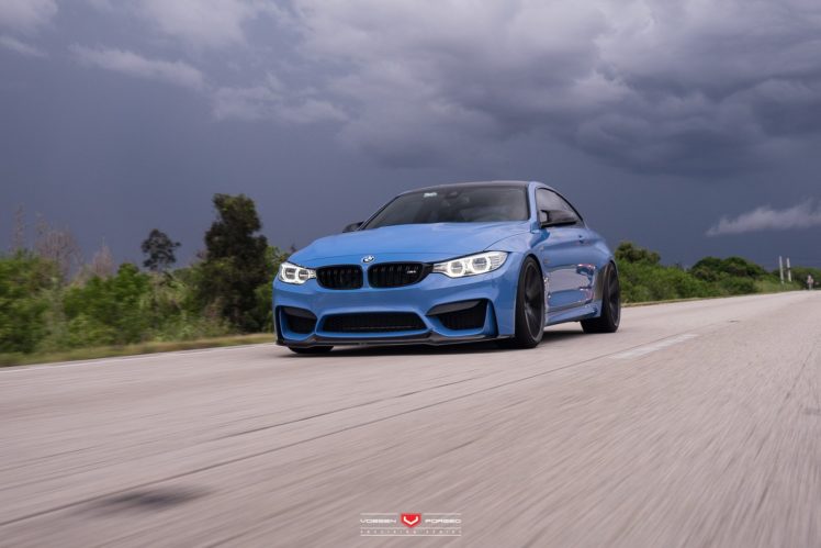 bmw m4, Coupe, Cars, Blue, Vossen, Wheels HD Wallpaper Desktop Background