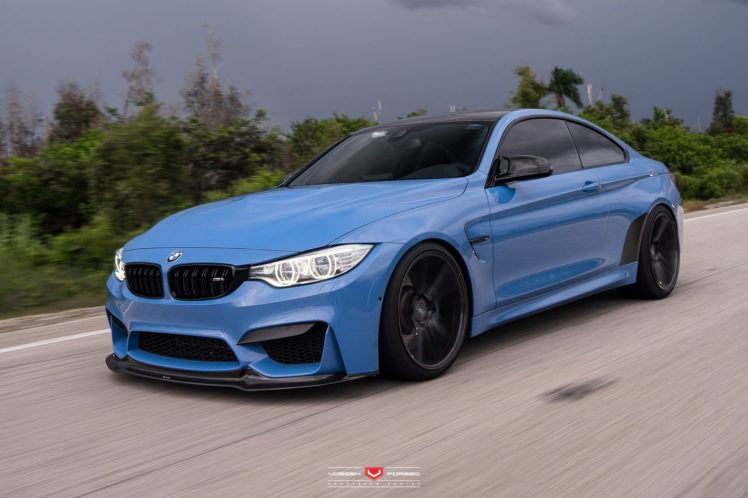 bmw m4, Coupe, Cars, Blue, Vossen, Wheels HD Wallpaper Desktop Background