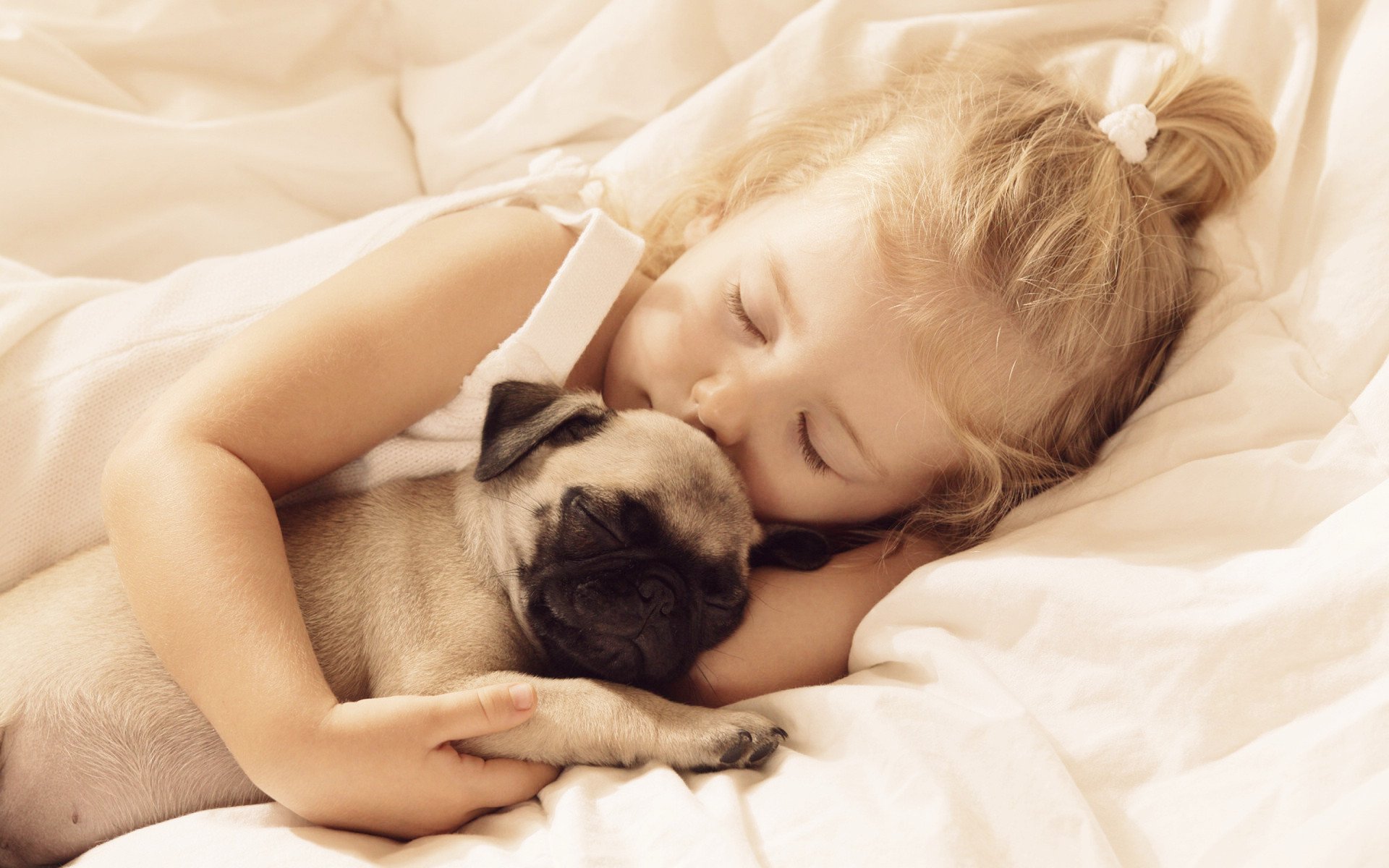 baby, Cute, Girl, Blonde, Animal, Dog, Sleepy, Angel, Children Wallpaper