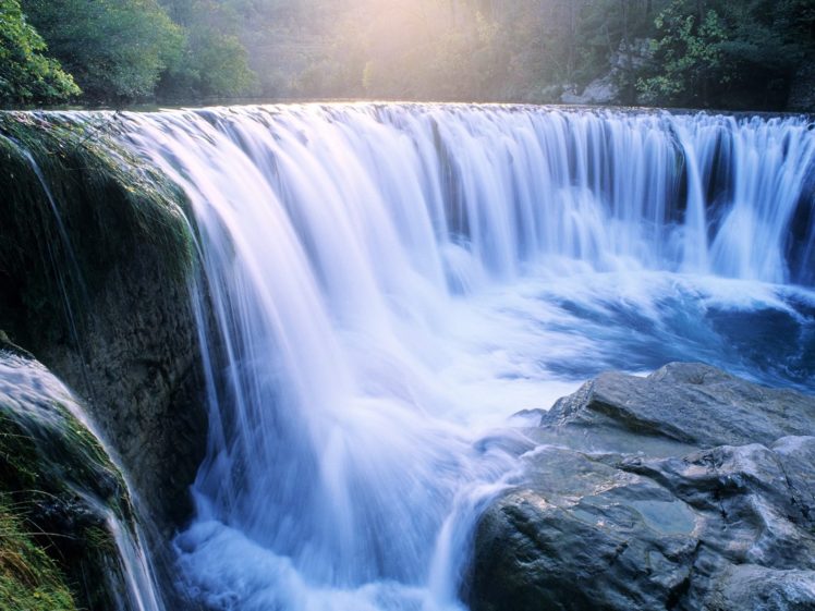 waterfall, Summer, Beauty, Beautiful, Tree, Nature, Landscape HD Wallpaper Desktop Background