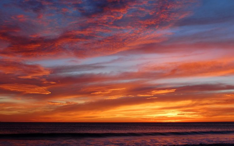 spectacular, Sunset, Sky, Clouds, Sea, Ocean, Beach, Summer HD Wallpaper Desktop Background