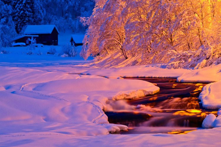 nature, Landscape, Beauty, Beautiful, Winter, River, Snow HD Wallpaper Desktop Background