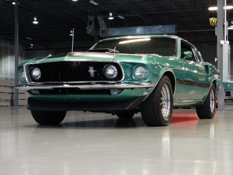1969, Ford, Mustang, Mach, 1, Cars, Coupe, Classic, Green HD Wallpaper Desktop Background