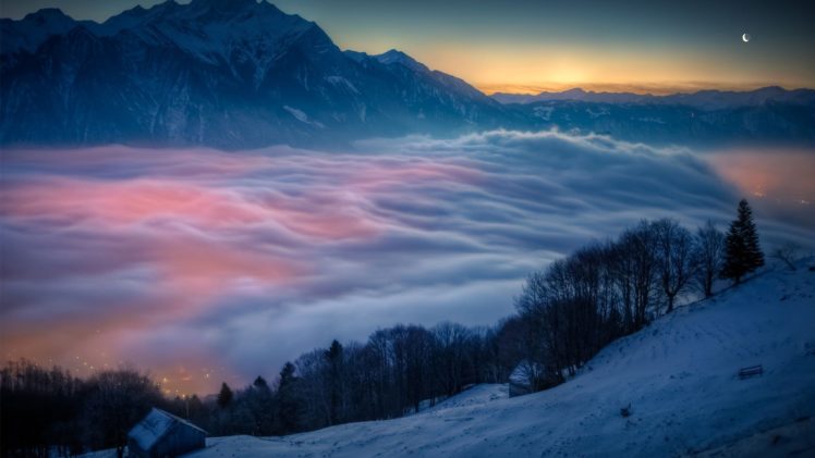 nature, Landscape, Beauty, Beautiful, Sky, Mountain, City, Light, Fog HD Wallpaper Desktop Background