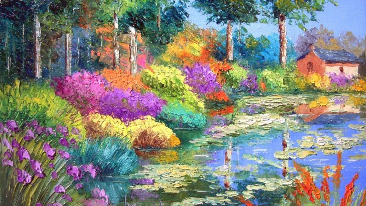 jardin, Arte, Pintura HD Wallpaper Desktop Background