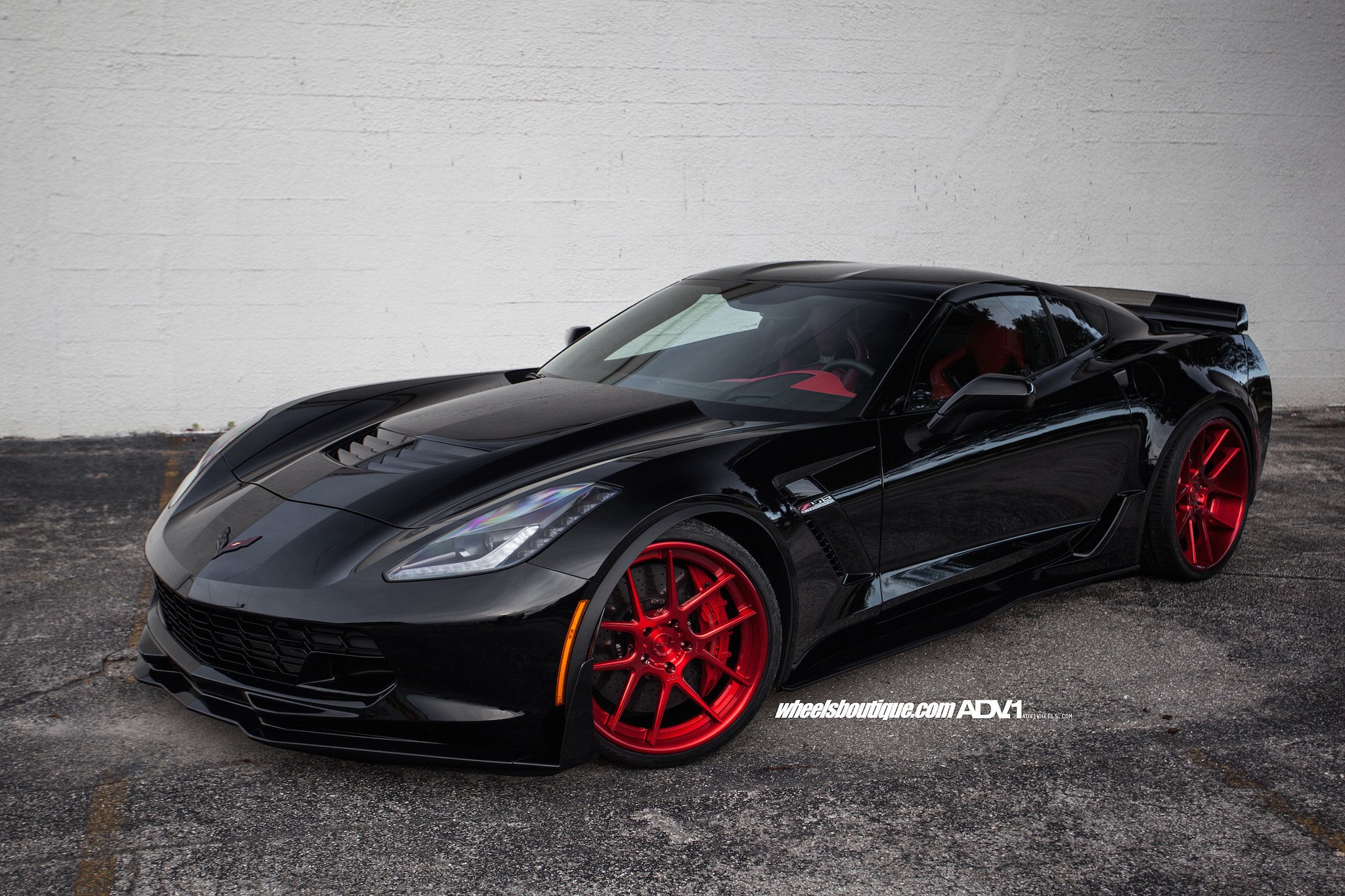 chevy, Chevrolet, Corvette, Coupe, Z07, Adv1, Wheels, Cars, Black Wallpaper