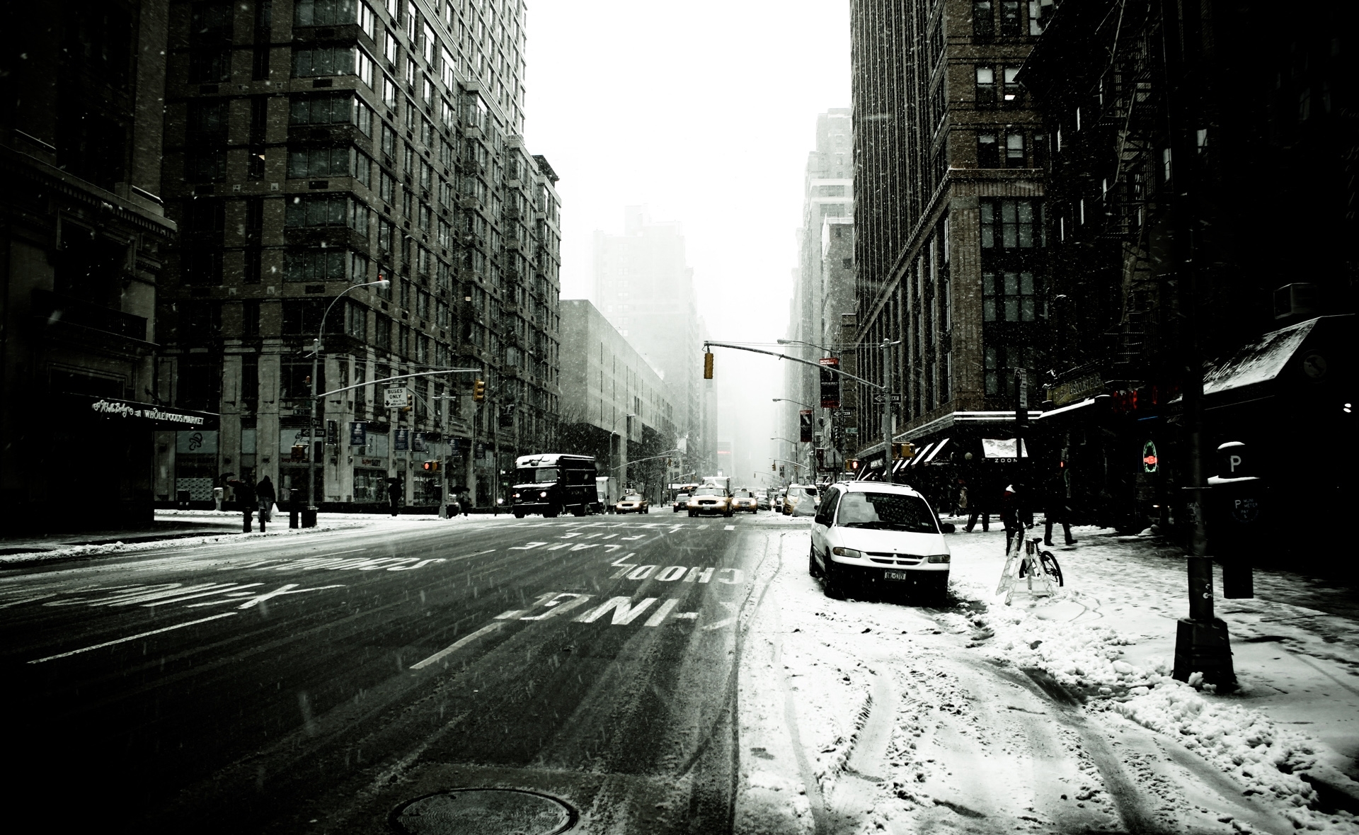 new, York, New, York, City, America, Usa, States, Skyscrapers, Winter, Blizzard, Cars, People, Taxis Wallpaper