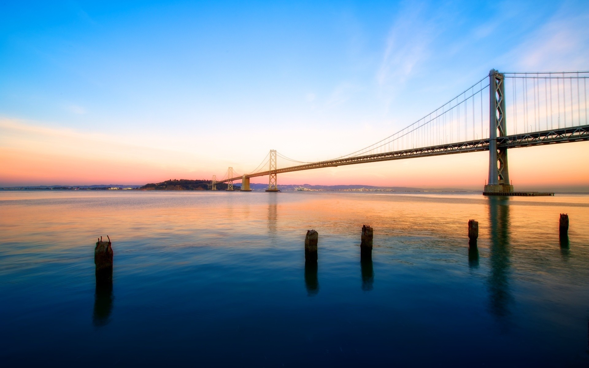 oakland, Bridge, Bridge, San, Francisco, Ocean, Sunset Wallpaper