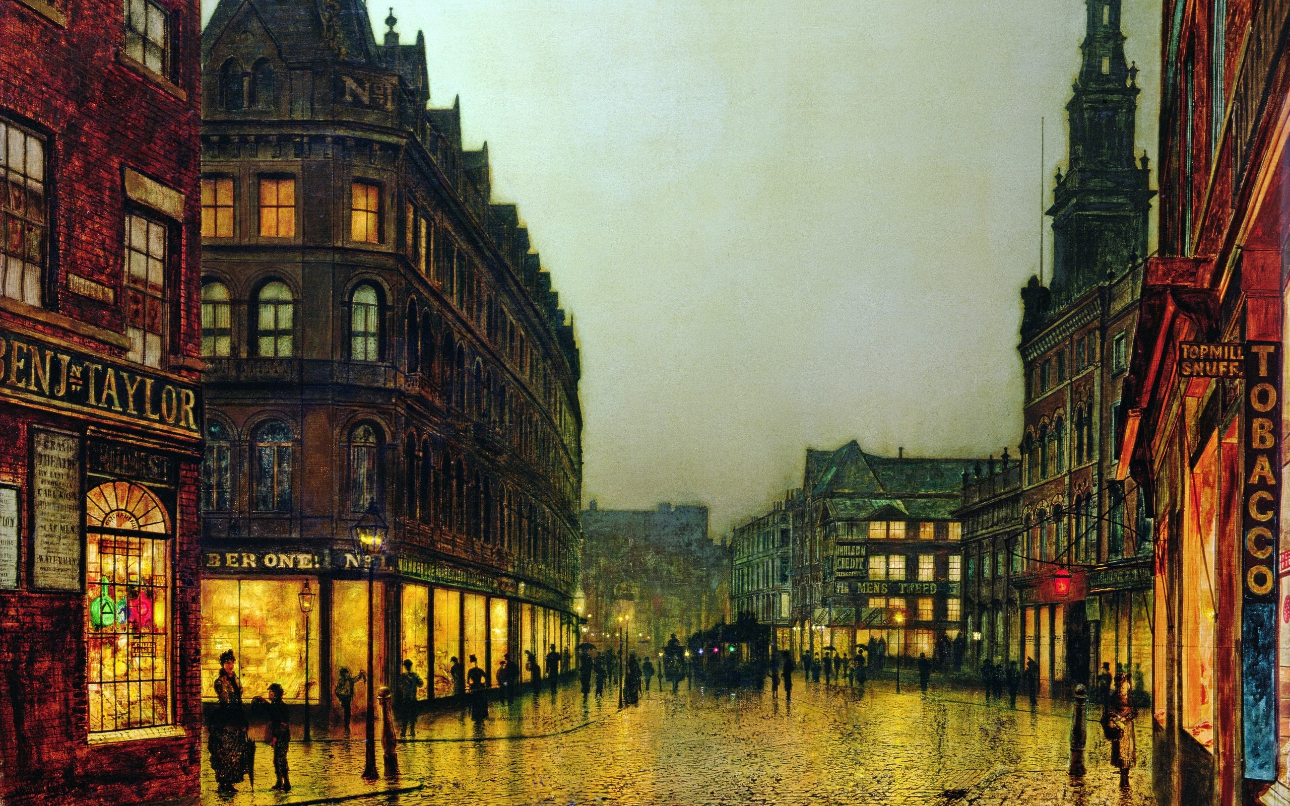painting, Street, Buildings, Mood, Rain, City, Cities, Roads, Street Wallpaper