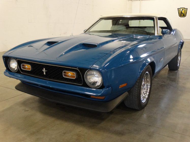 1972, Ford, Mustang, Grande, Cars, Blue HD Wallpaper Desktop Background