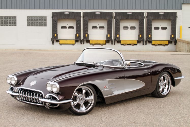 1958, Chevrolet, Chevy, Corvette,  c1 , Cars, Convertible, Black HD Wallpaper Desktop Background