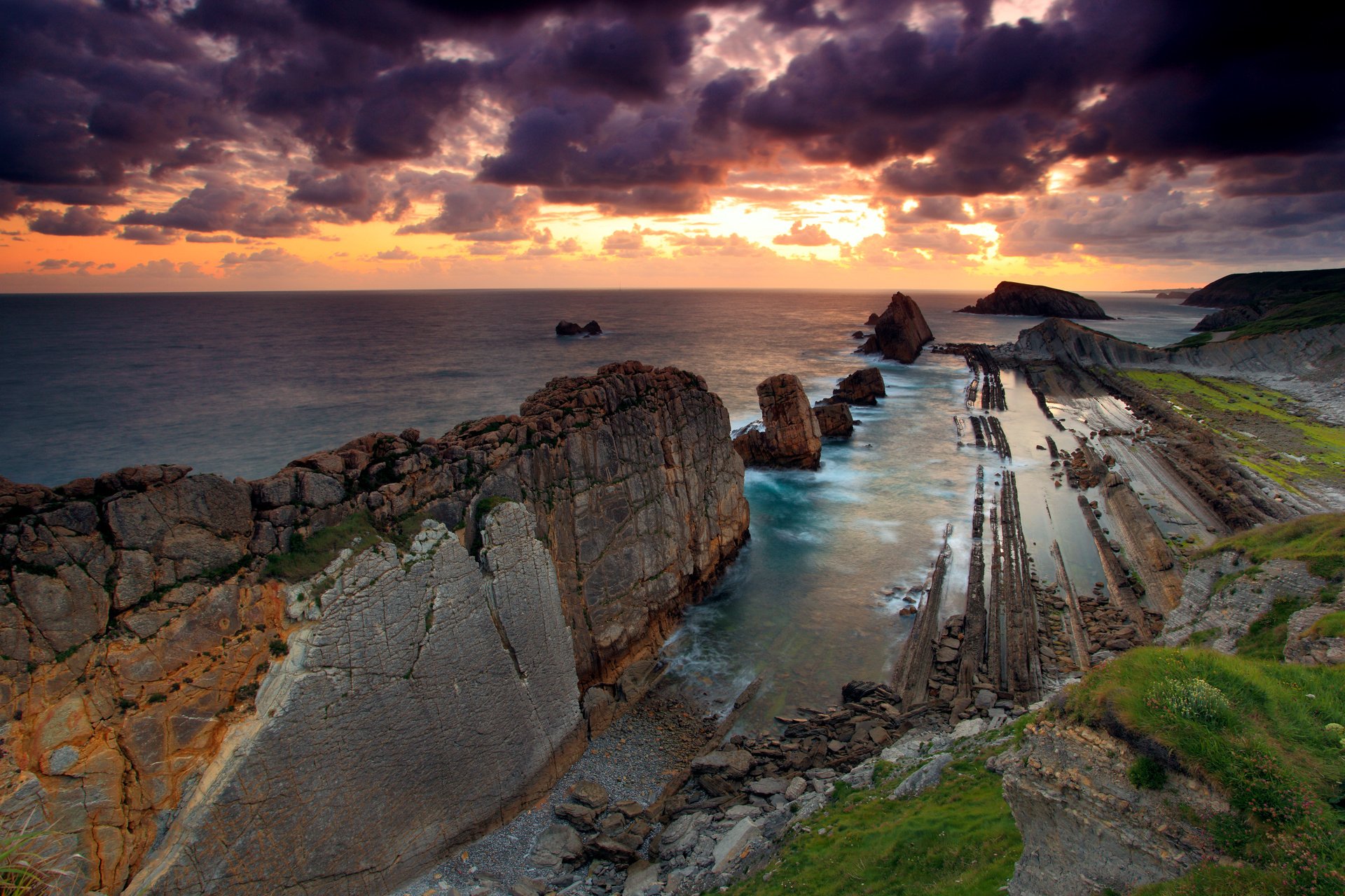 sky, Clouds, Rocks, Sea, Stones, Nature Wallpaper