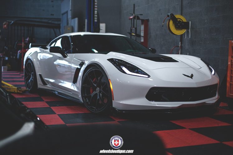 chevy, Corvette c7, Z06, Hre, Wheels, Coupe, Cars, White HD Wallpaper Desktop Background