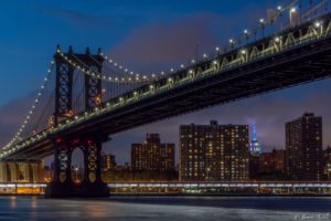 brooklyn, Bridge, Night, City, Cities, Urban, New, York, Usa, America, Travelling, Lights, River, Hudson, Towers, Nyc, Landscape