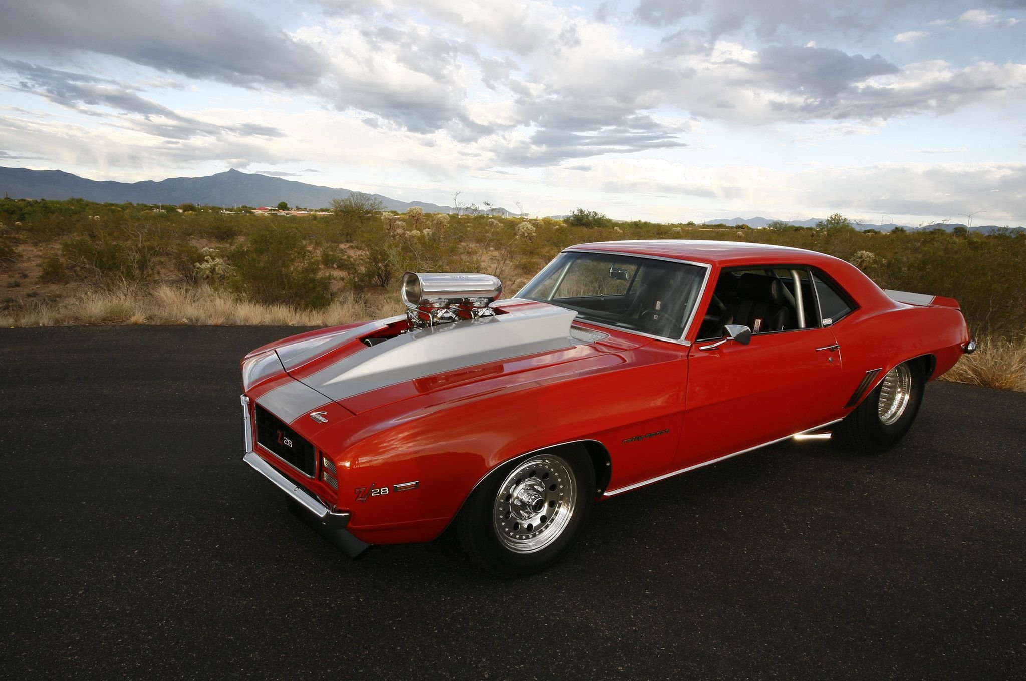 1969, Chevrolet, Chevy, Camaro, Z28, Pro, Street, Coupe, Cars, Red Wallpaper