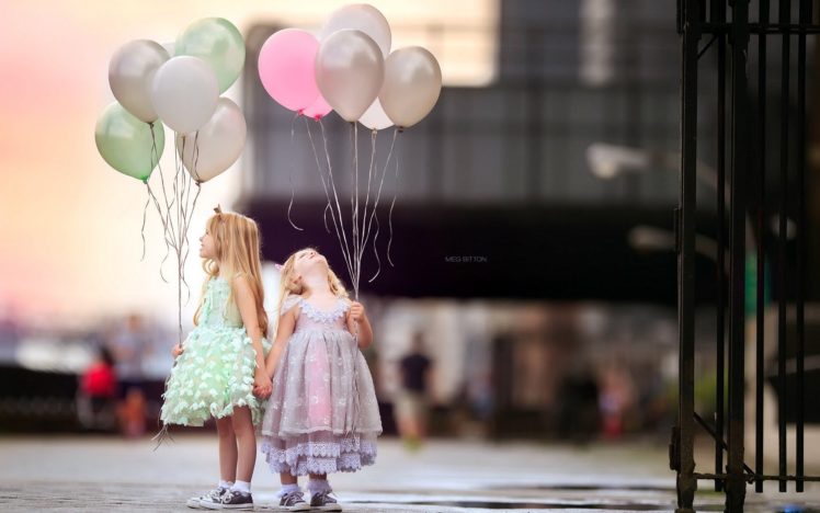 children, Beauty, Beautiful, Angel, Cute, Balloons, Dress, Girls HD Wallpaper Desktop Background