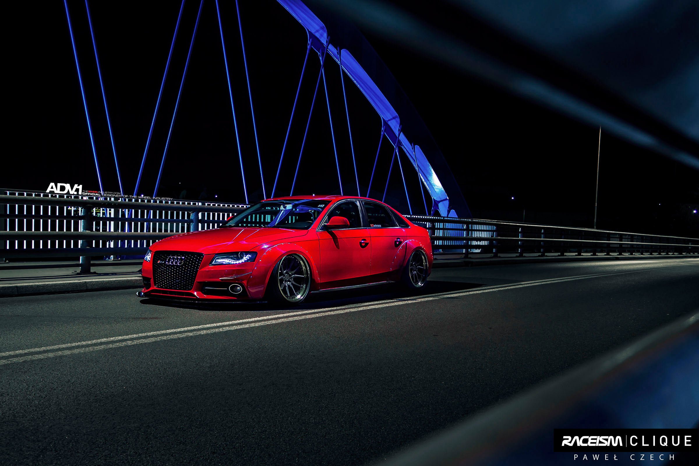 audi a4, Widebody, Cars, Sedan, Red, Adv1, Wheels Wallpaper