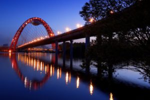 landscape, Lights, Night, River, Bridge