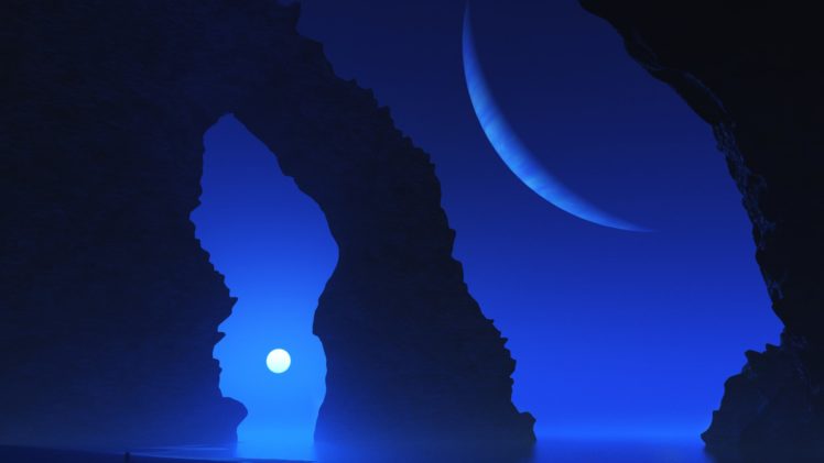 night, Sky, Moon, Fantasy, Beauty HD Wallpaper Desktop Background