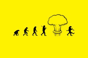 minimalistic, Funny, Evolution, Nuclear, Explosions, Atomic, Bomb, Yellow, Background, Nuke
